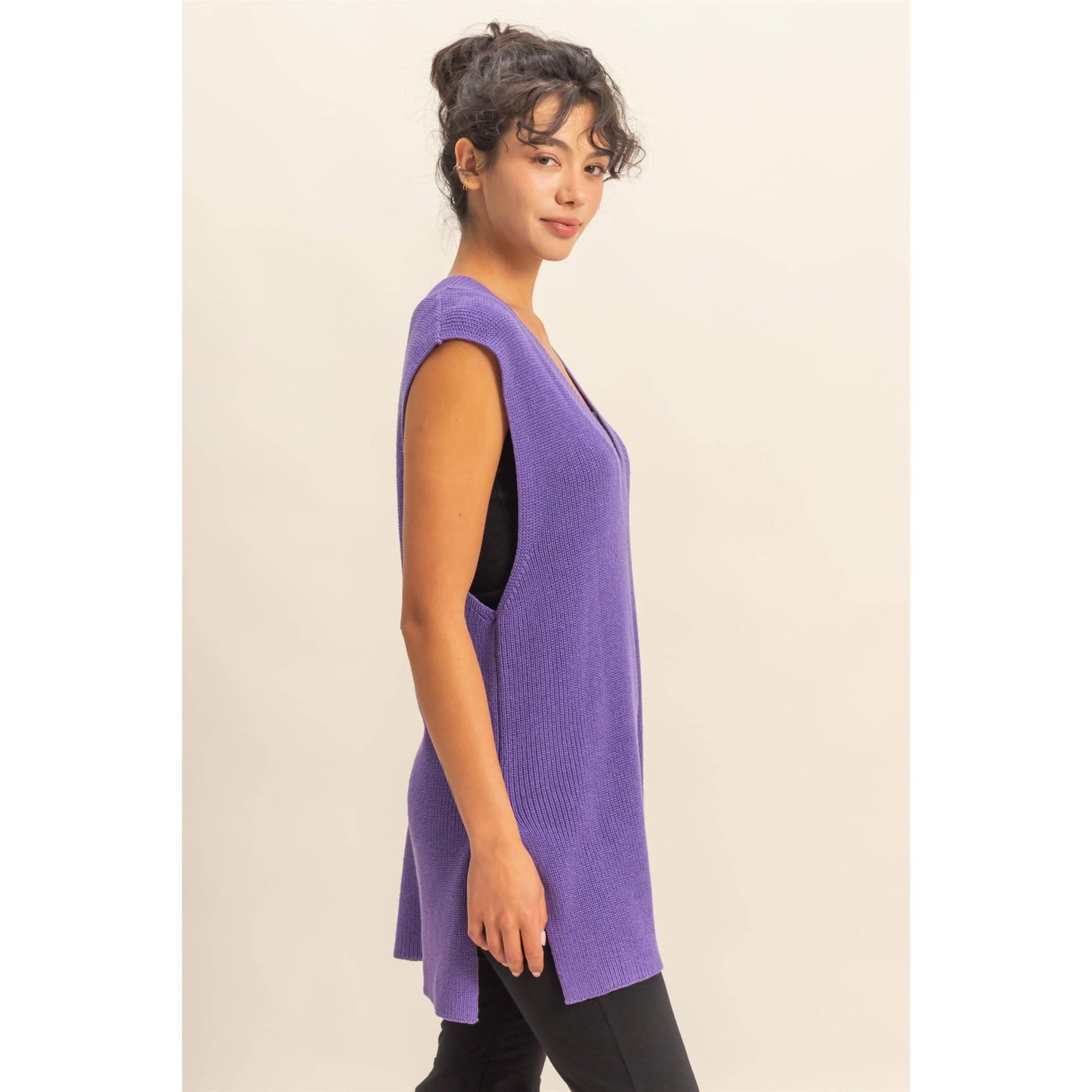 V-Neck Knitted Sweatervest ~ Wisteria