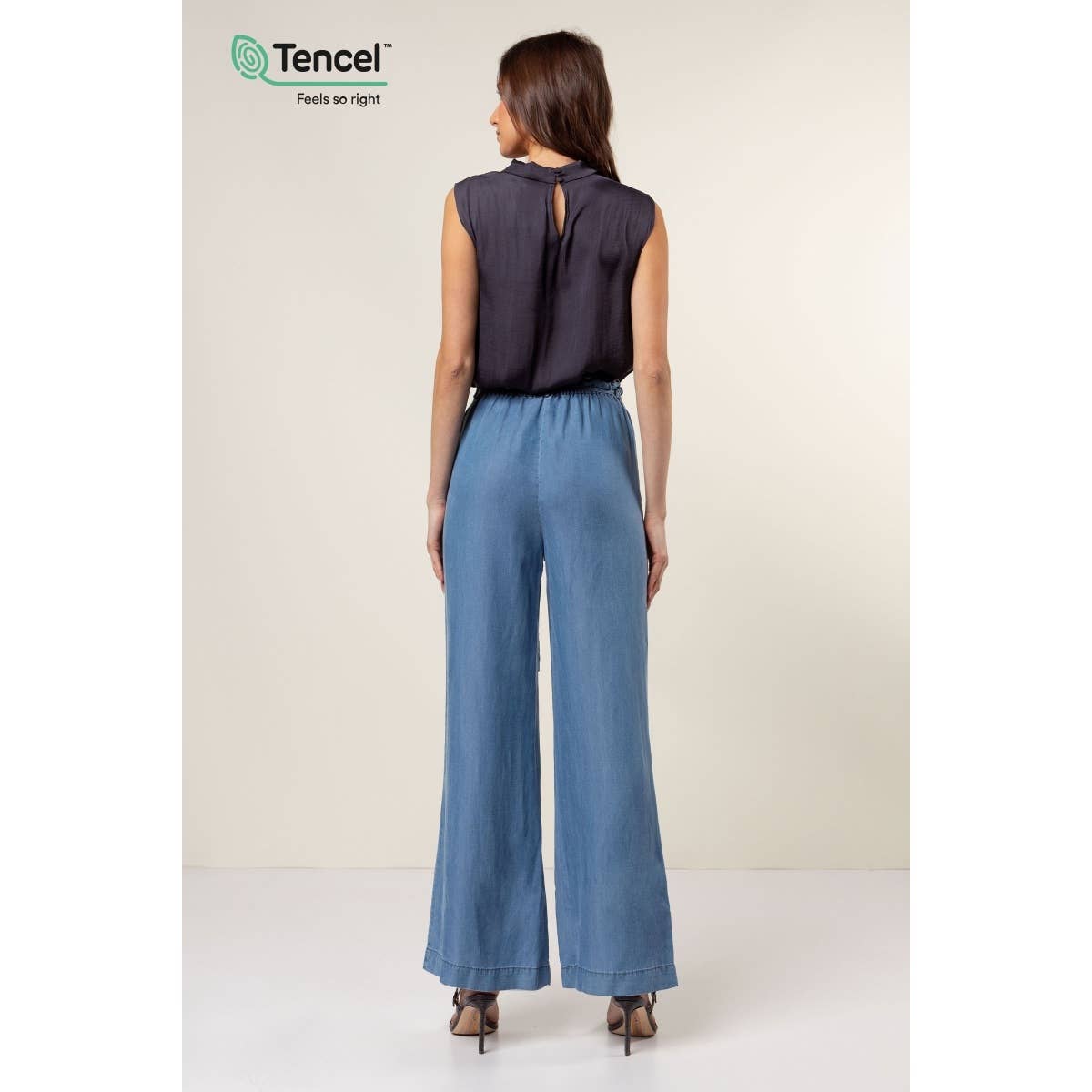 Frill Tie Waist Wide Leg Pants