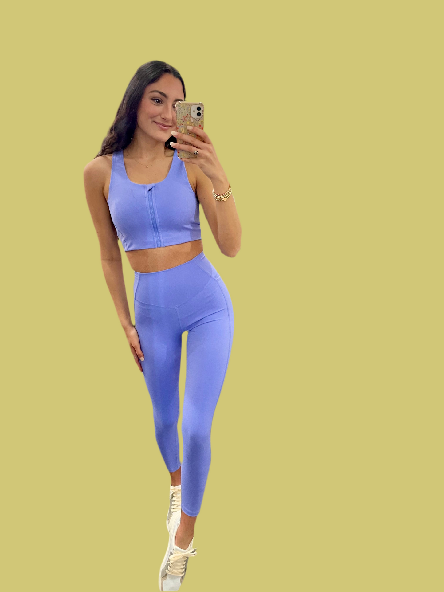 Lavender-Blue Power Sculpt Sports Bra & Legging Set