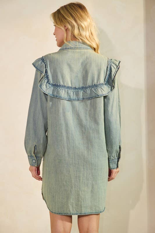 Denim Button-Up Mini Dress