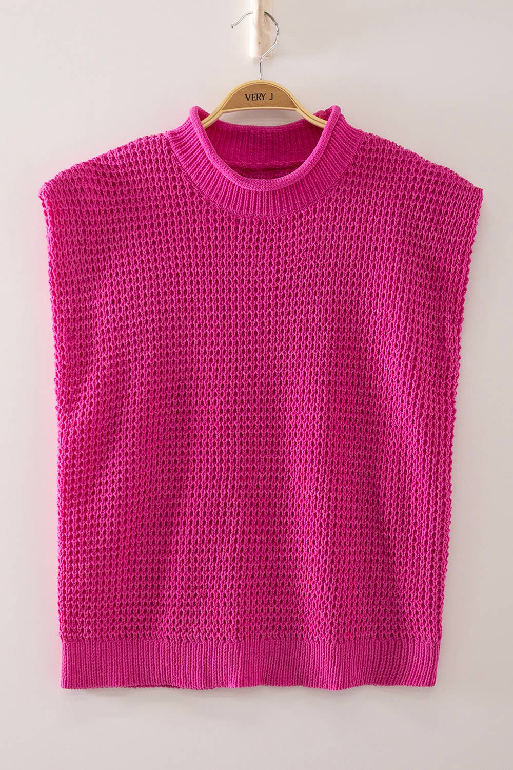 Structured Shoulder Open Knit Top (Multiple Colors)