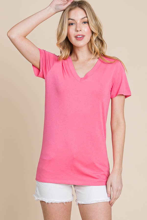 V-Neck Short Sleeve Fitted Top