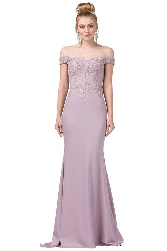 Lace Applique Off-The-Shoulder Sweetheart Neckline ~ Small