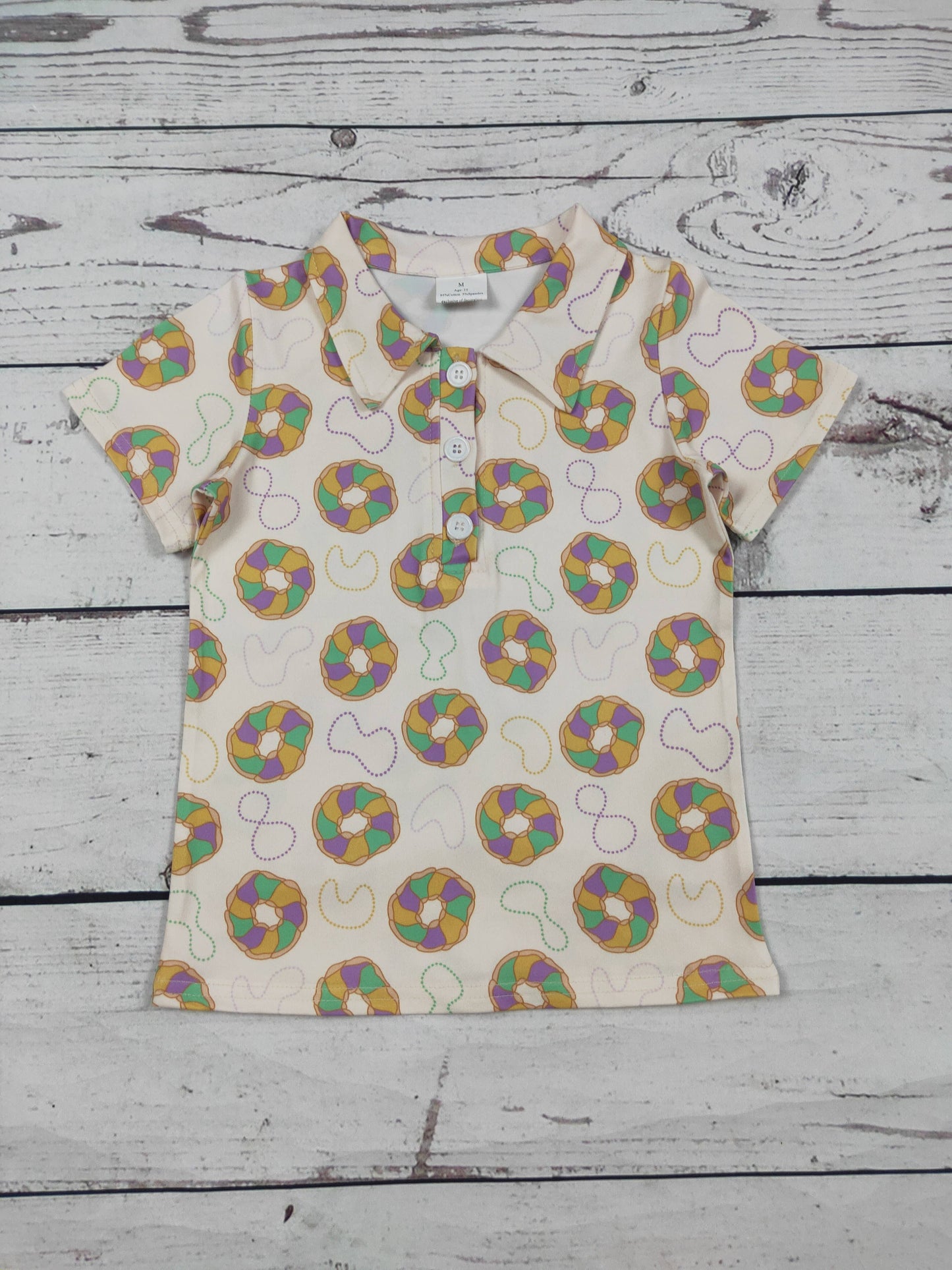 Baby Boys King Cakes Printed Mardi Gras Polo