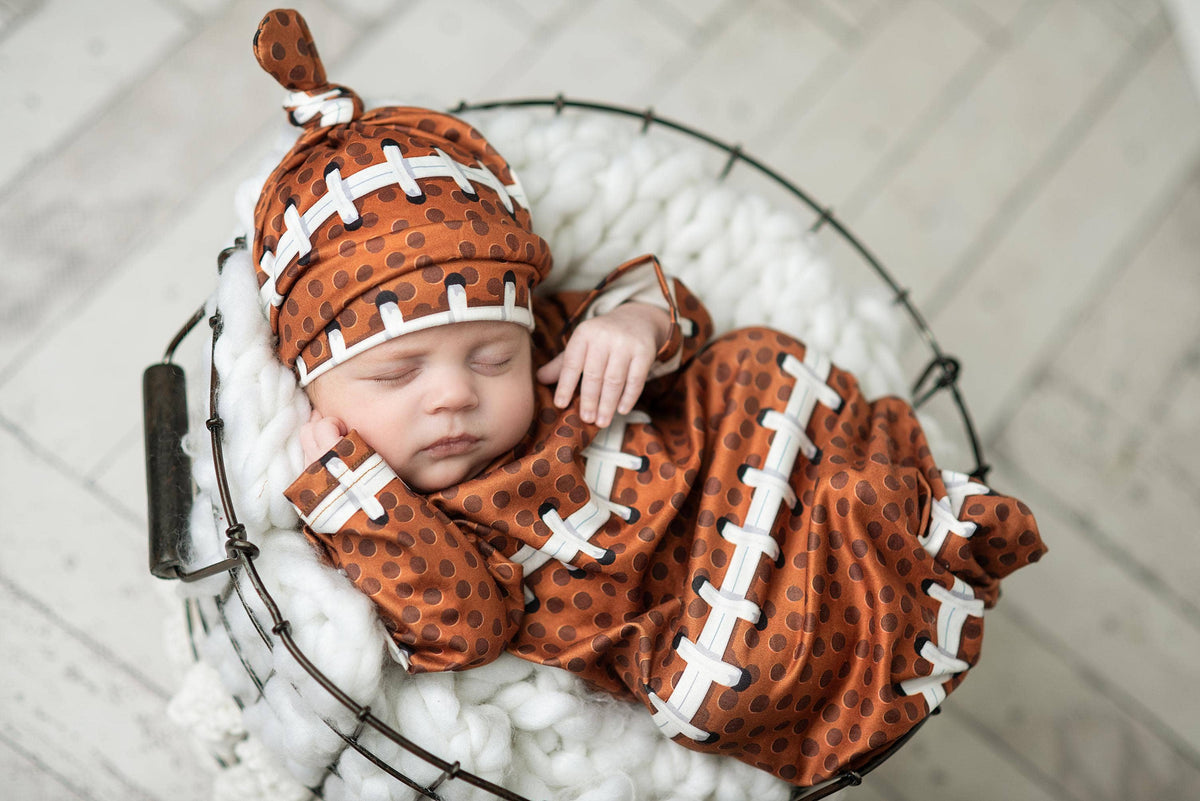 Infant Football Baby Gown and Hat Set: 0-3 Months