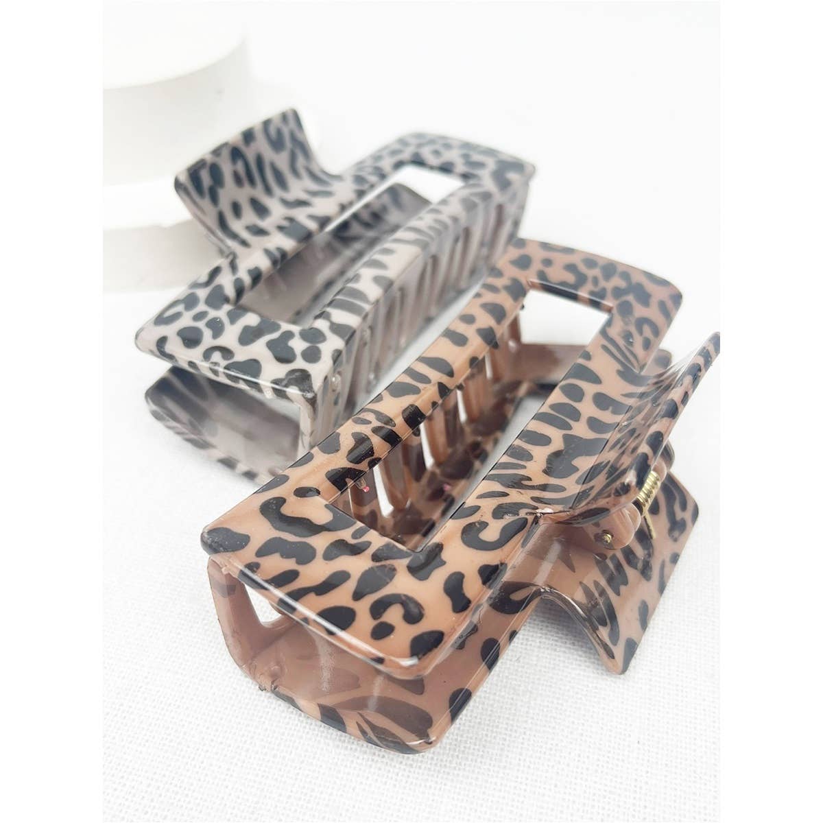 Leopard Pattern Rectangle Hair Clips