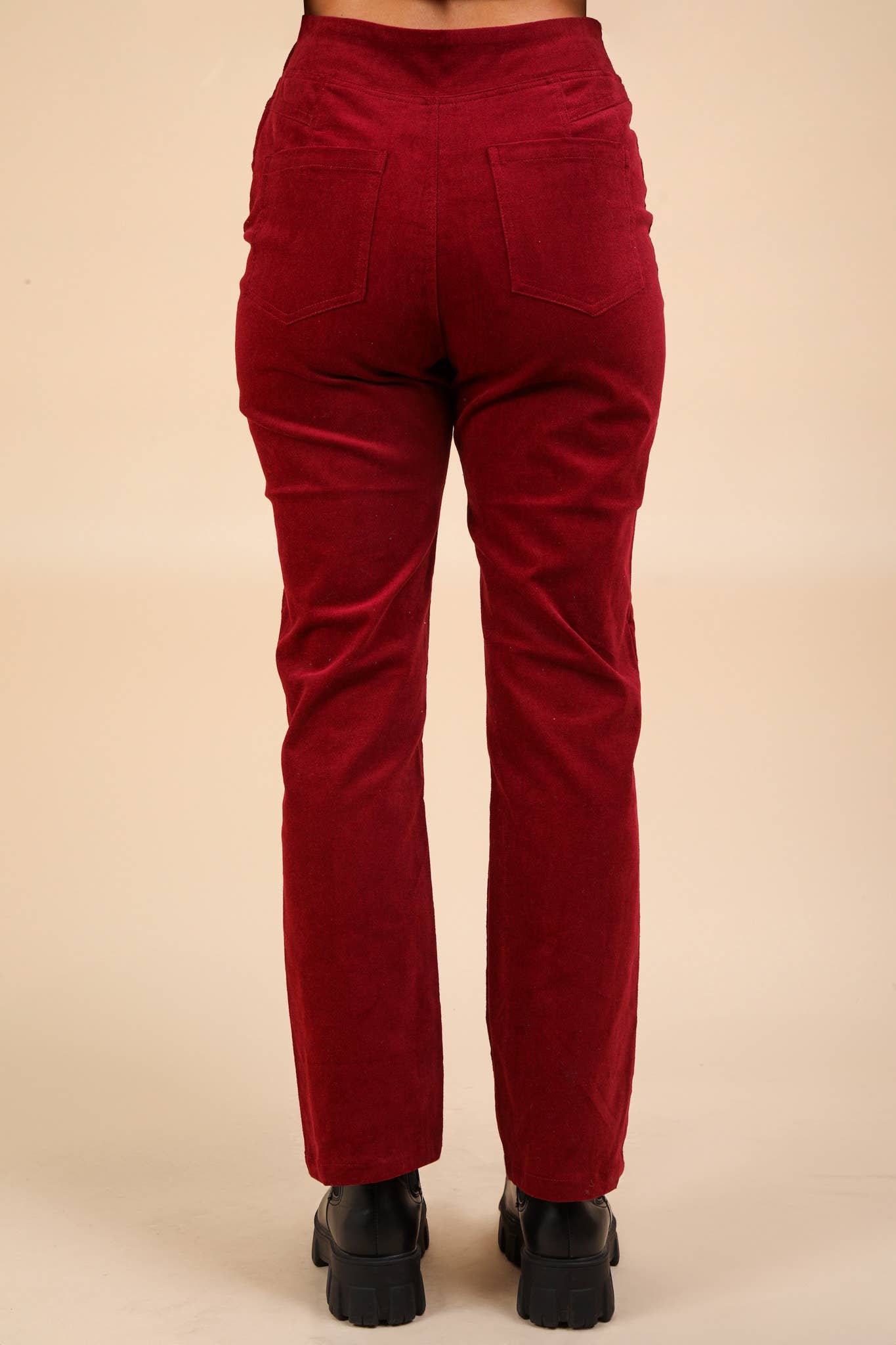 Velvet Boot Cut Pants with Back Pockets