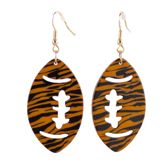 Tiger Stripe Football Acetate Earrings