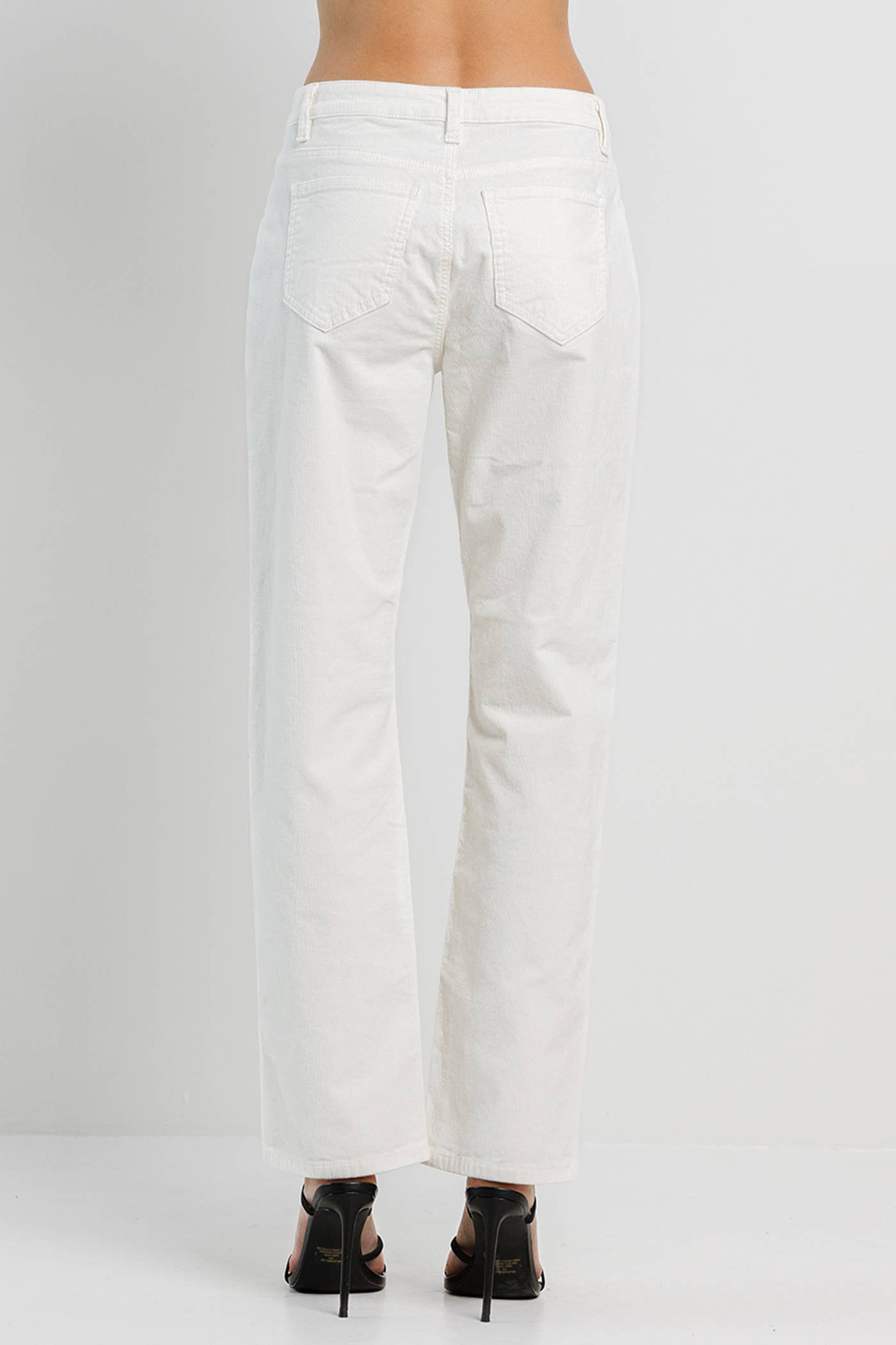 Cream Corduroy Straight Pants