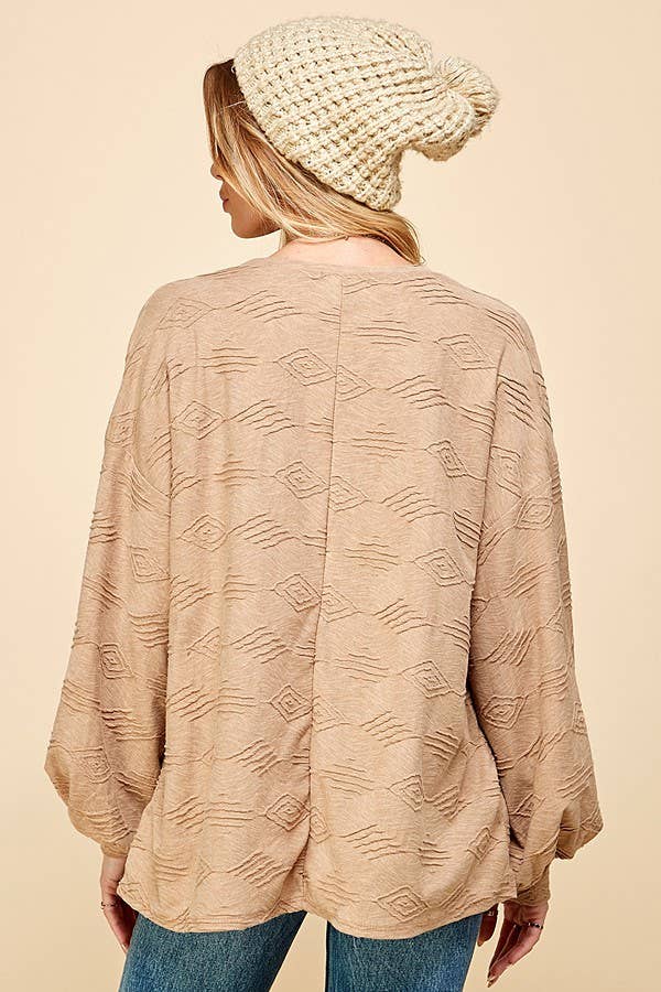 AZTEC JACQUARD LONG SLEEVE TOP