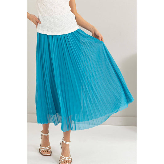 Pleated High-Waist Mesh Skirt
