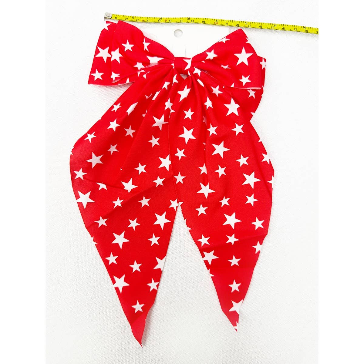 Blue or Red Star Long Tail Bow Hair Clip