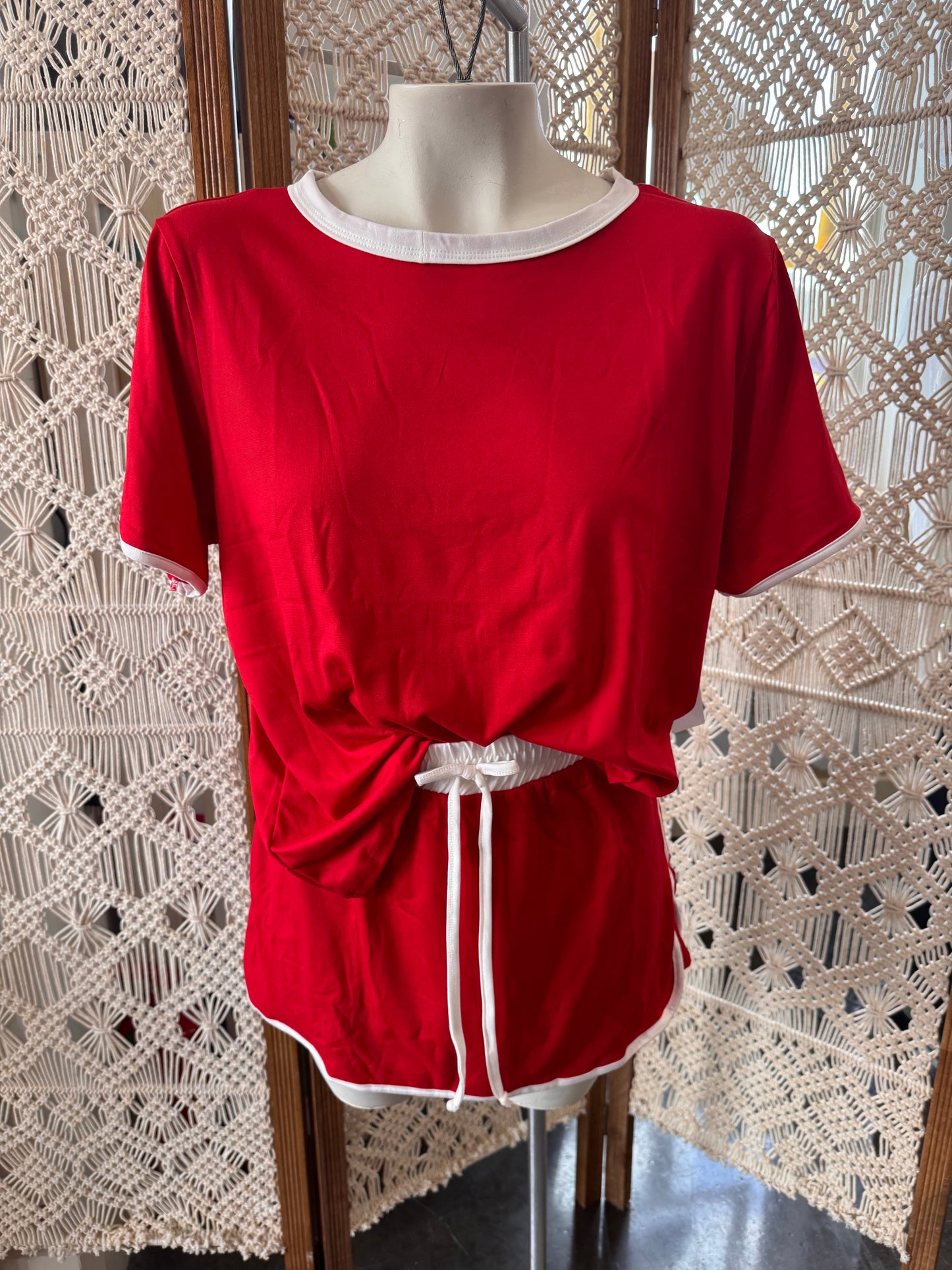 Contrast Trim Knit Game Day Skort Set