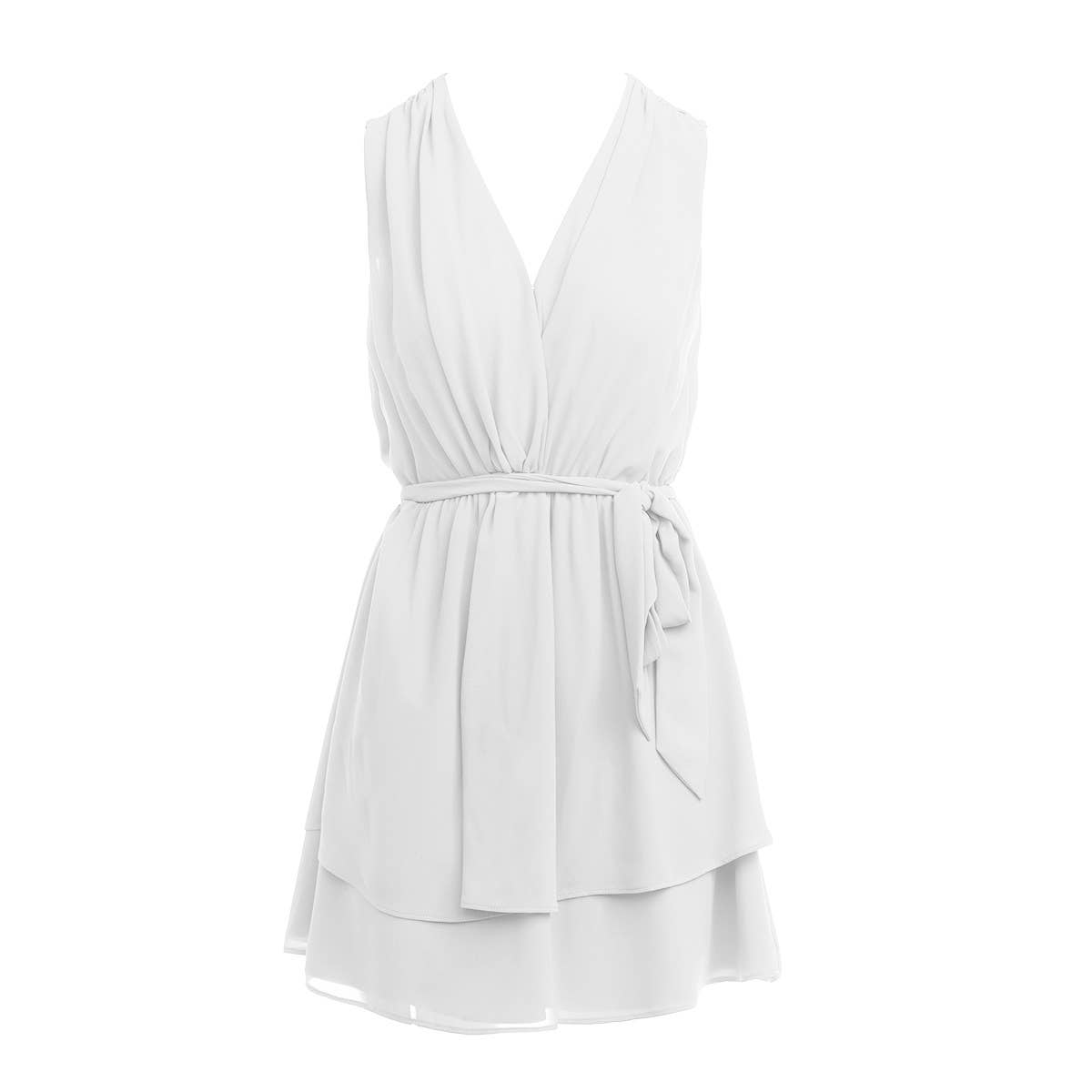 Tank Mini Flare Neck Dress With Front Knot Detail