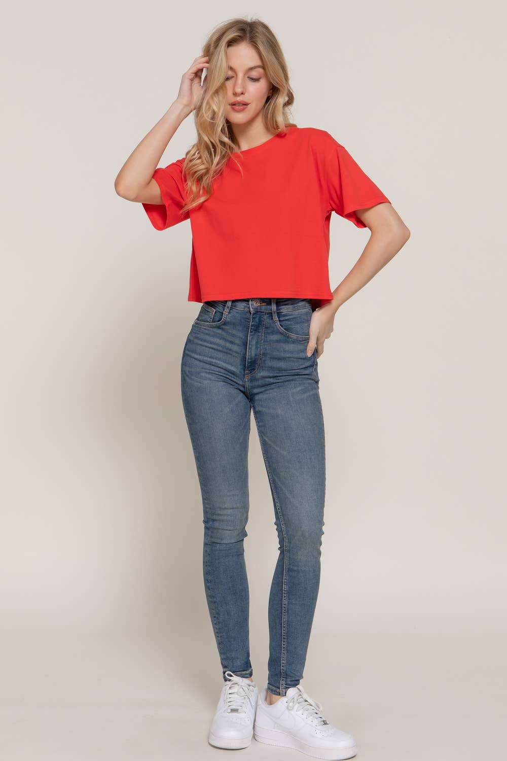 Crew Neck Oversize Crop Tee