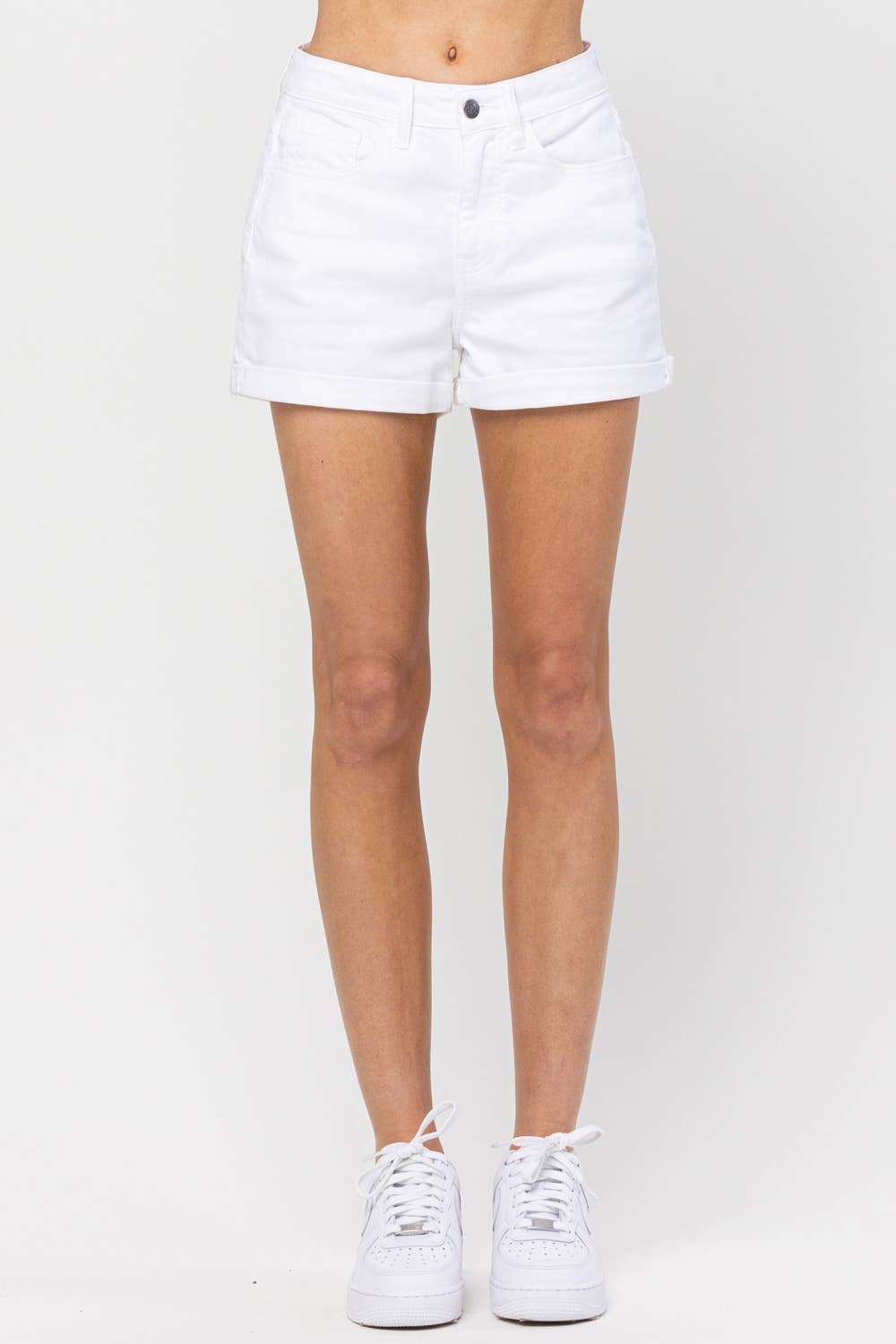 High Rise Cuffed Shorts Optic White