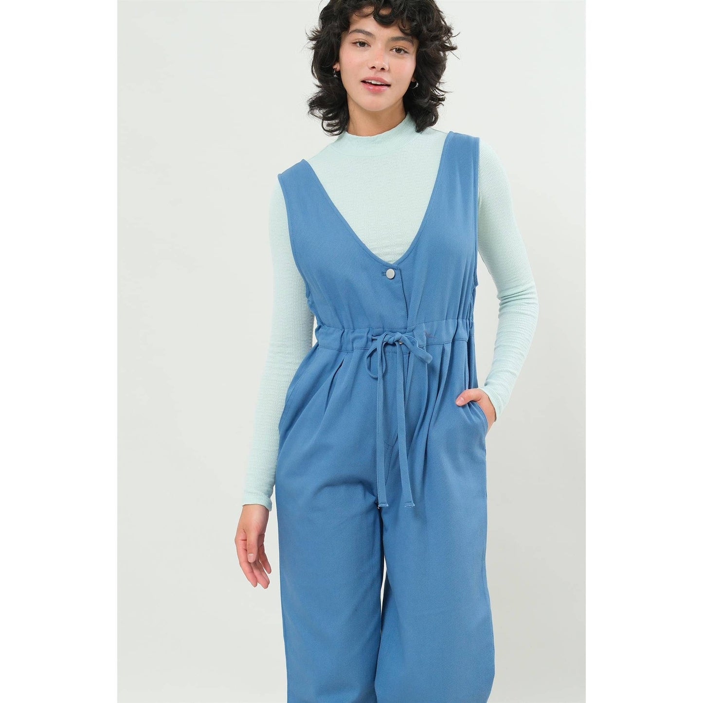 Twill Sleeveless Jumpsuit