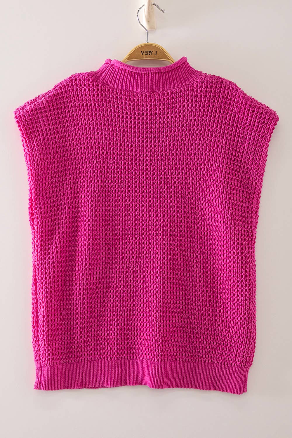 Structured Shoulder Open Knit Top (Multiple Colors)