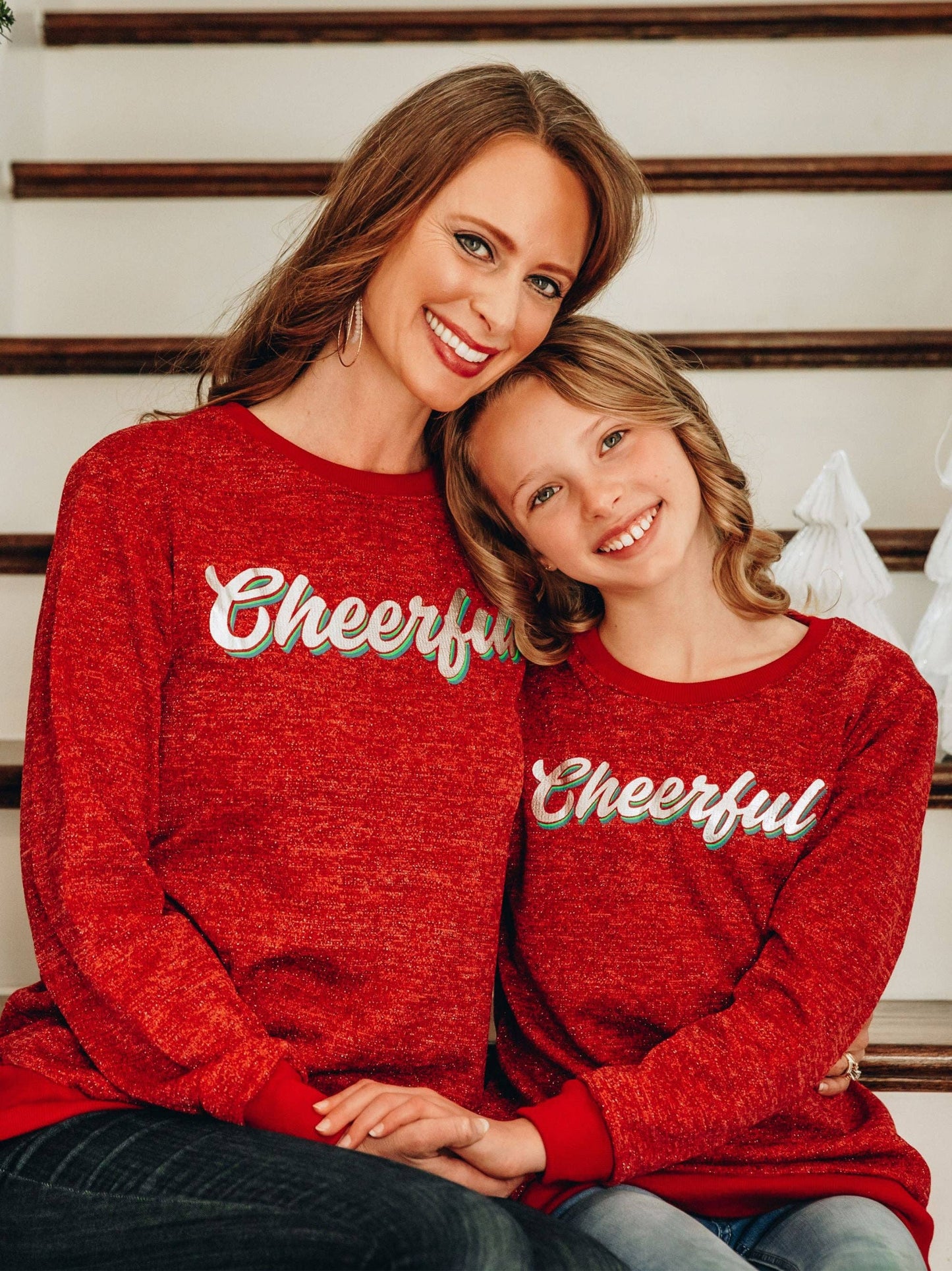 Kids Cheerful on Sparkly Glitter Sweatshirt