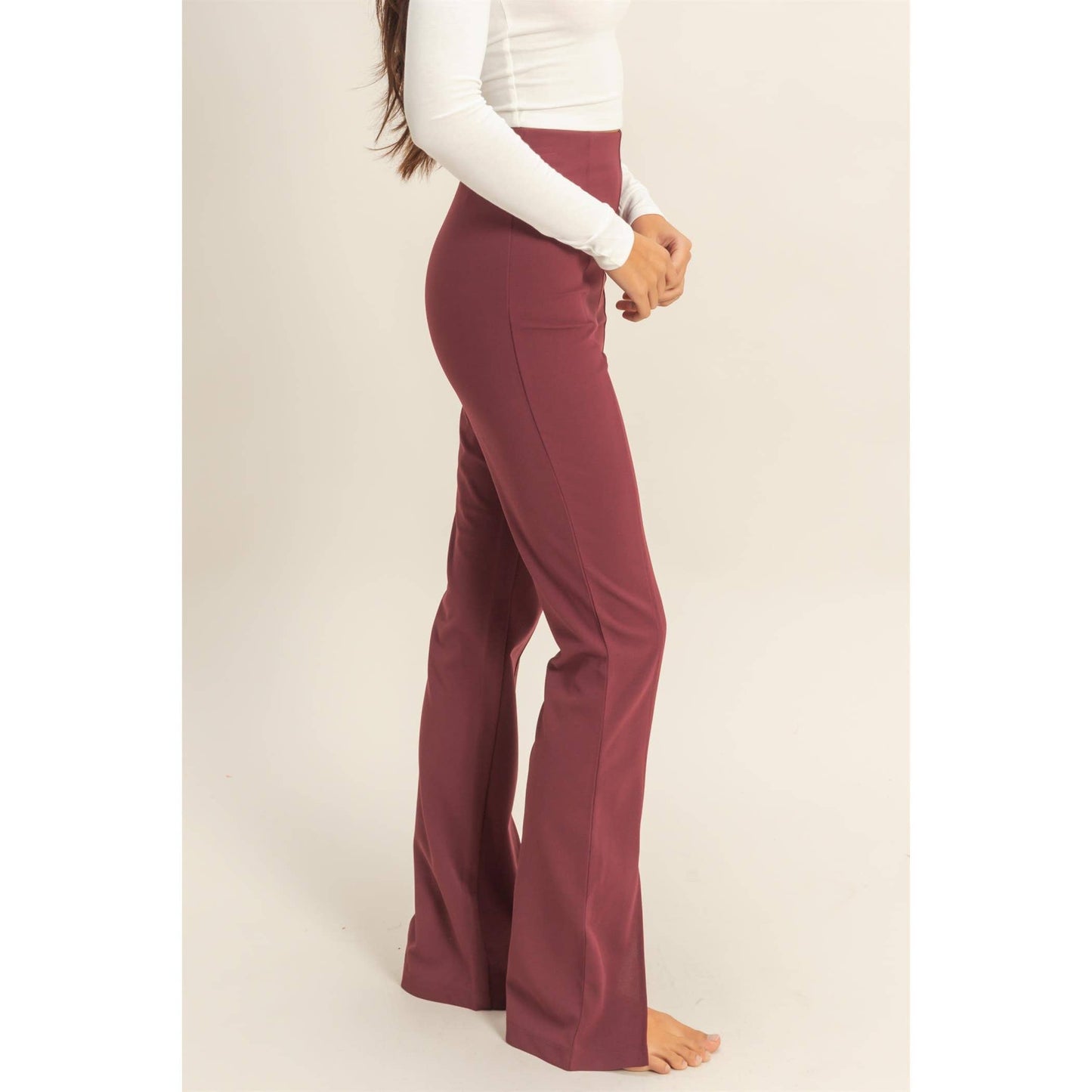 High-Waist Pintuck Flared Pants