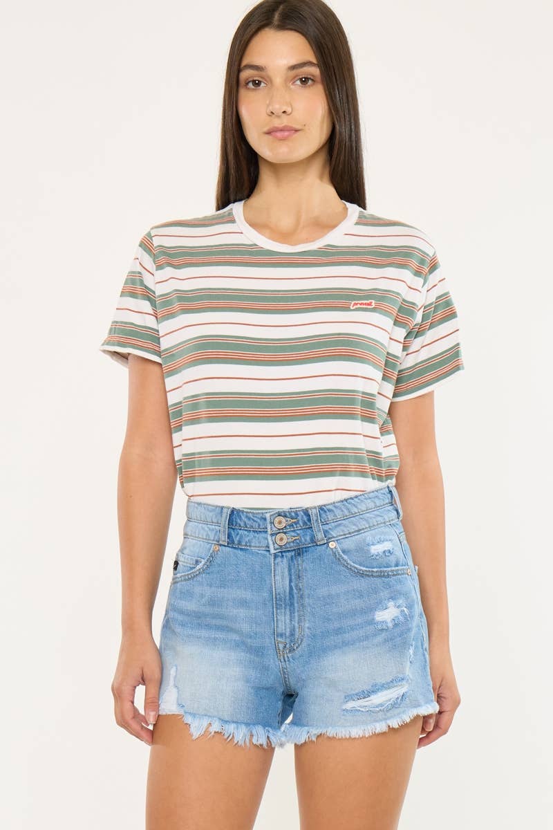 HIGH RISE DOUBLE WAISTBAND MOM SHORTS ~ KanCan