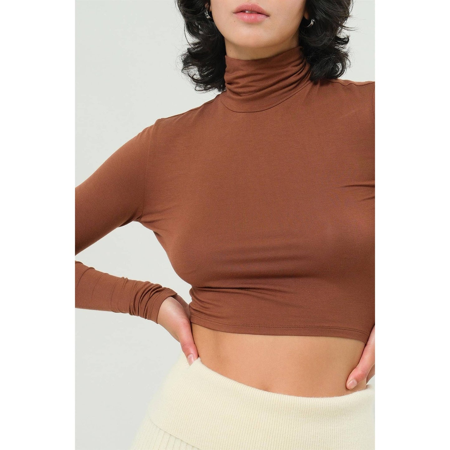 Long Sleeve Turtleneck Crop Top