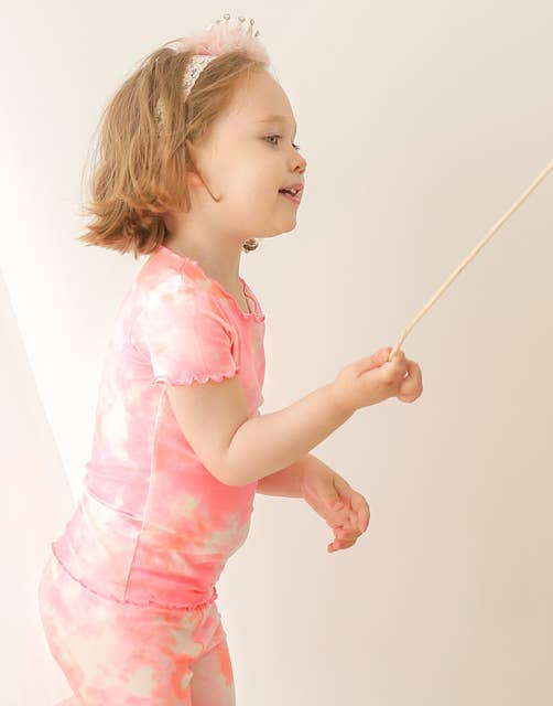 Tie Dyeing Neon Pink Orange Short Sleeve PJs