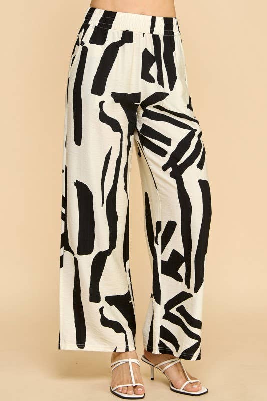 UNIQUE PRINT WIDE LEG PANTS