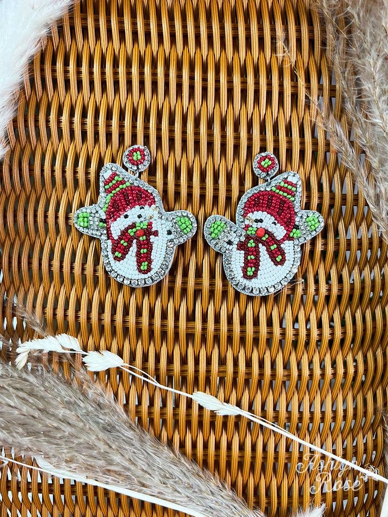 What a Christmas wonder land beaded snowman earrings