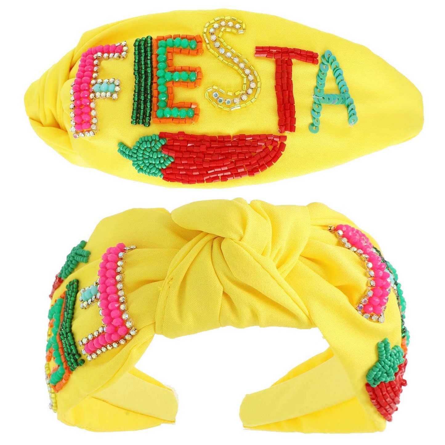 Fiesta Beaded Lettering Top Knotted Headband