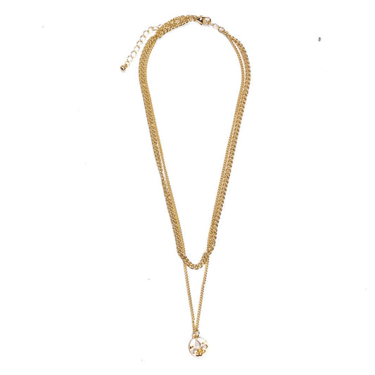 Fleur de Lis Layered Necklace   Gold   14"/16"/17"