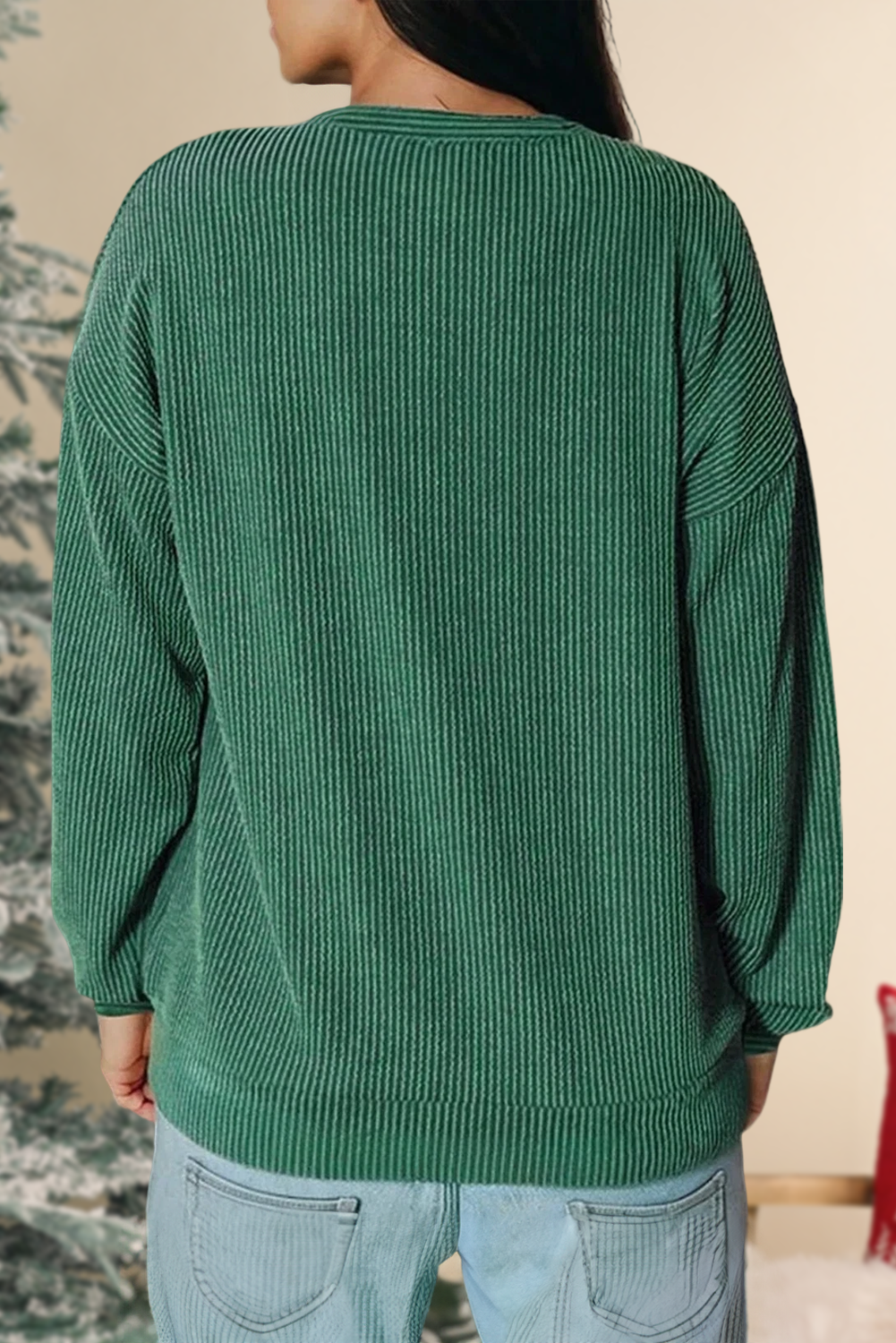 Ribbed Merry Letter Christmas Graphic Top