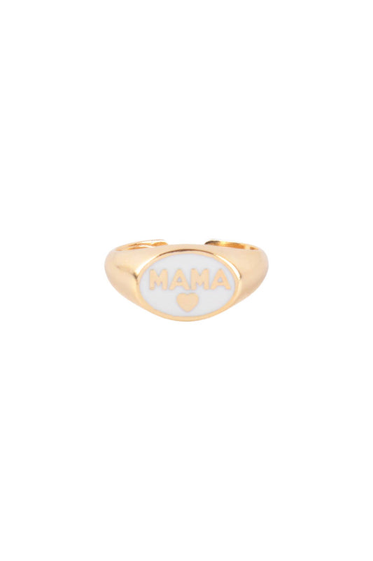 “MAMA" W/COLOR SIGNET OPEN RING