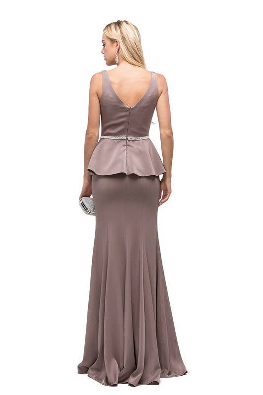 Mocha Flowing Mermaid Skirt Formal Dress ~ Small