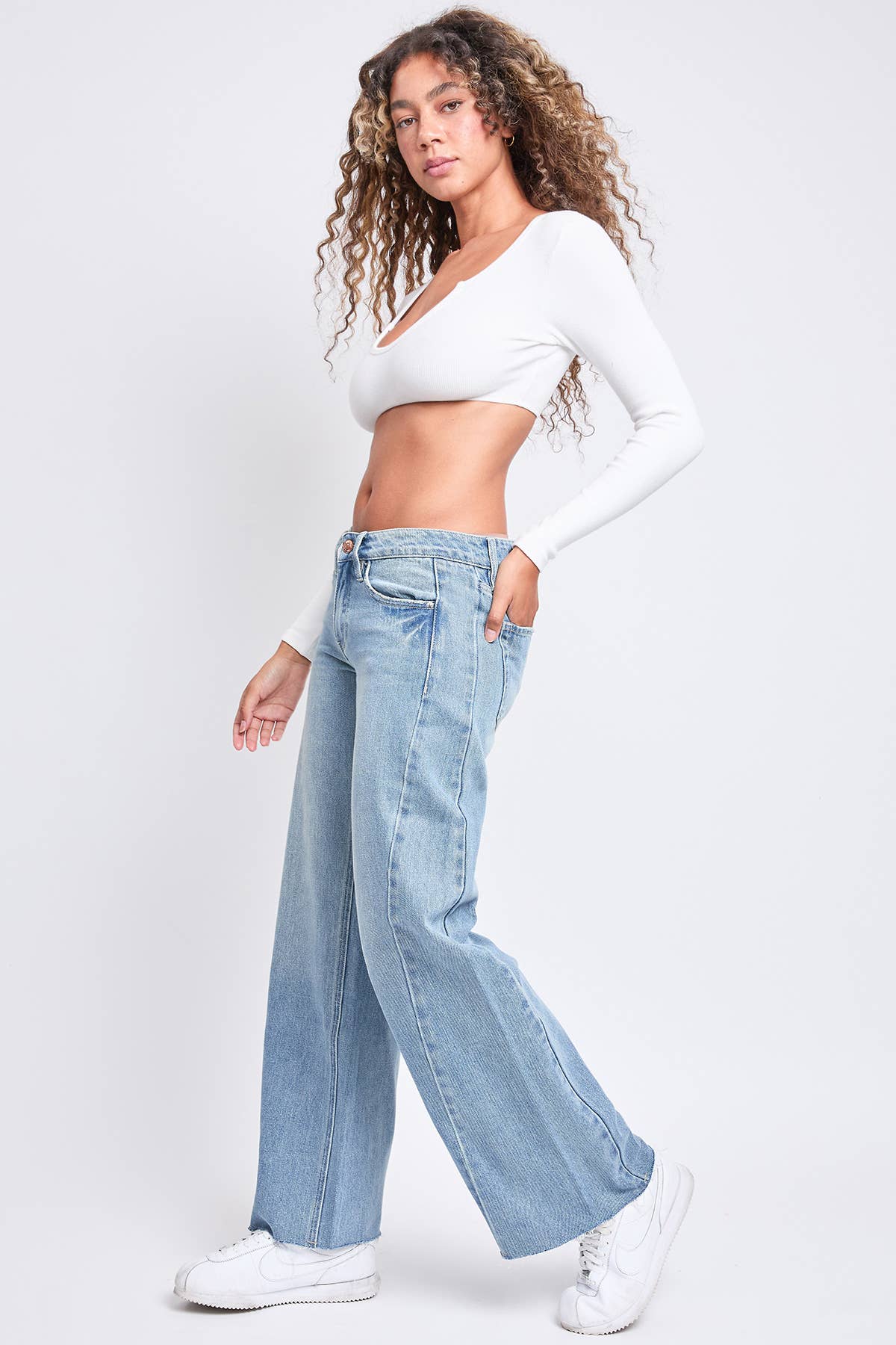 Relaxed Fit Detailed Wide Leg Rigid Jeans