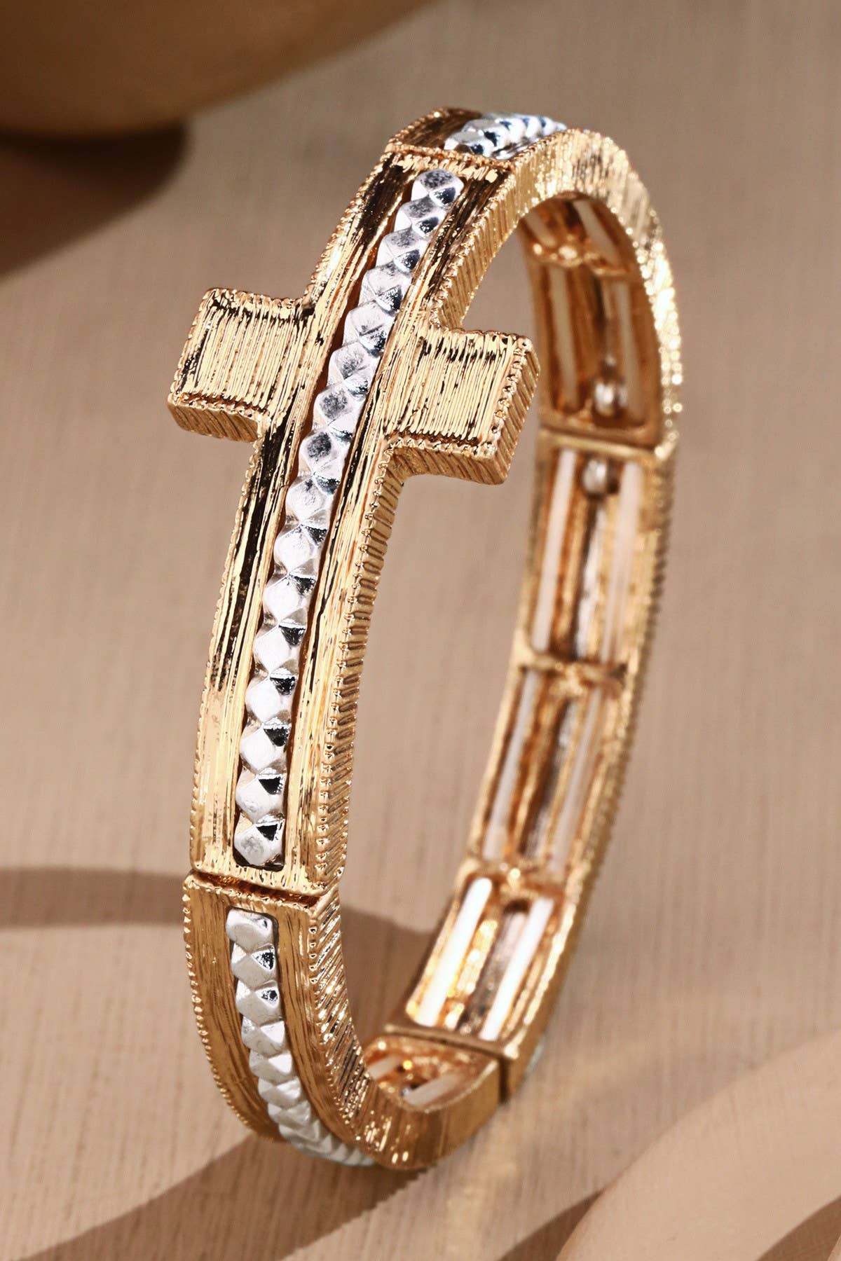 Textured Cross Bracelet Gold