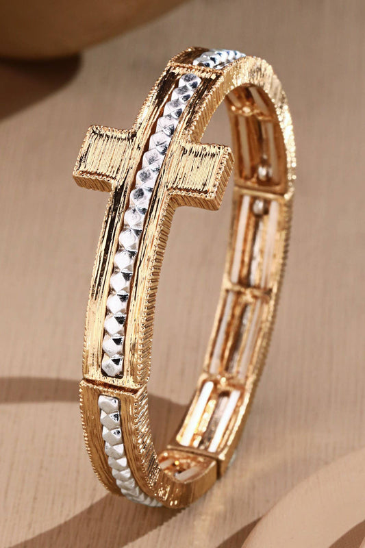 Textured Cross Bracelet Gold