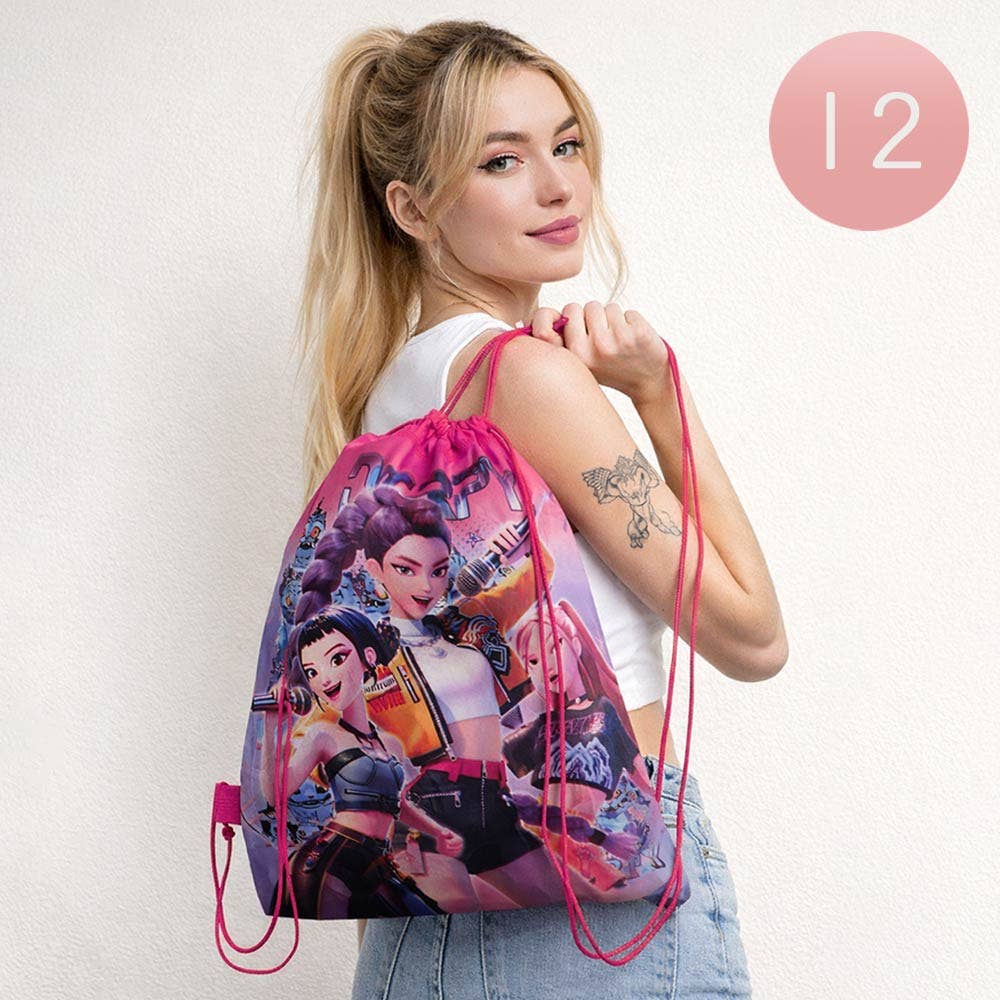 Kpop Demon Hunters Character Printed Drawstring Backpack Bags