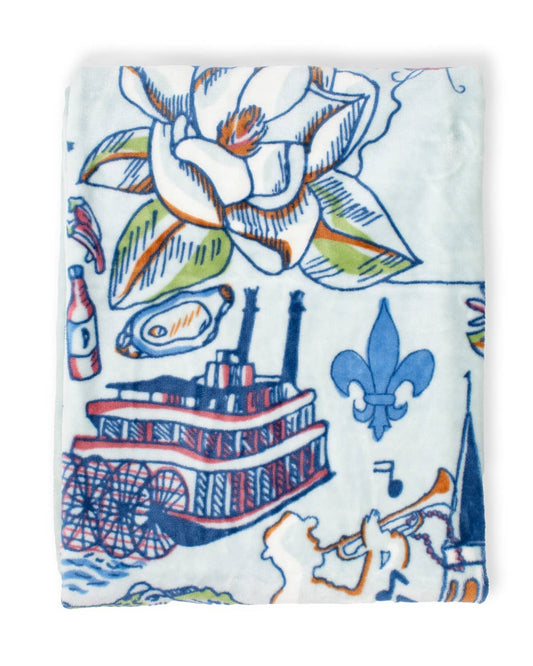 Coastal Louisiana Throw   Blue/Multi   50x60