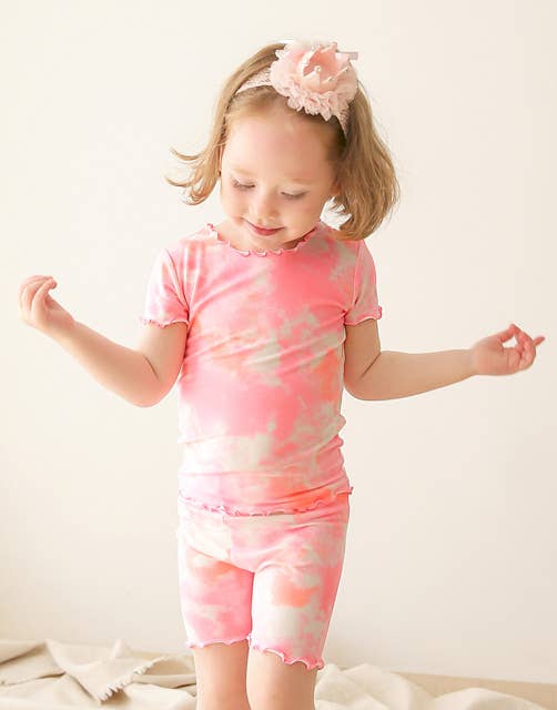 Tie Dyeing Neon Pink Orange Short Sleeve PJs