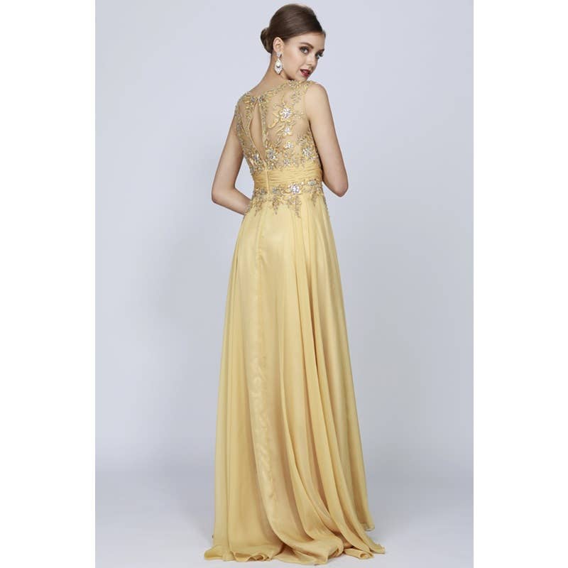 SLEEVELESS MESH TOP WITH GATHERED WAIST FORMAL ~ Medium