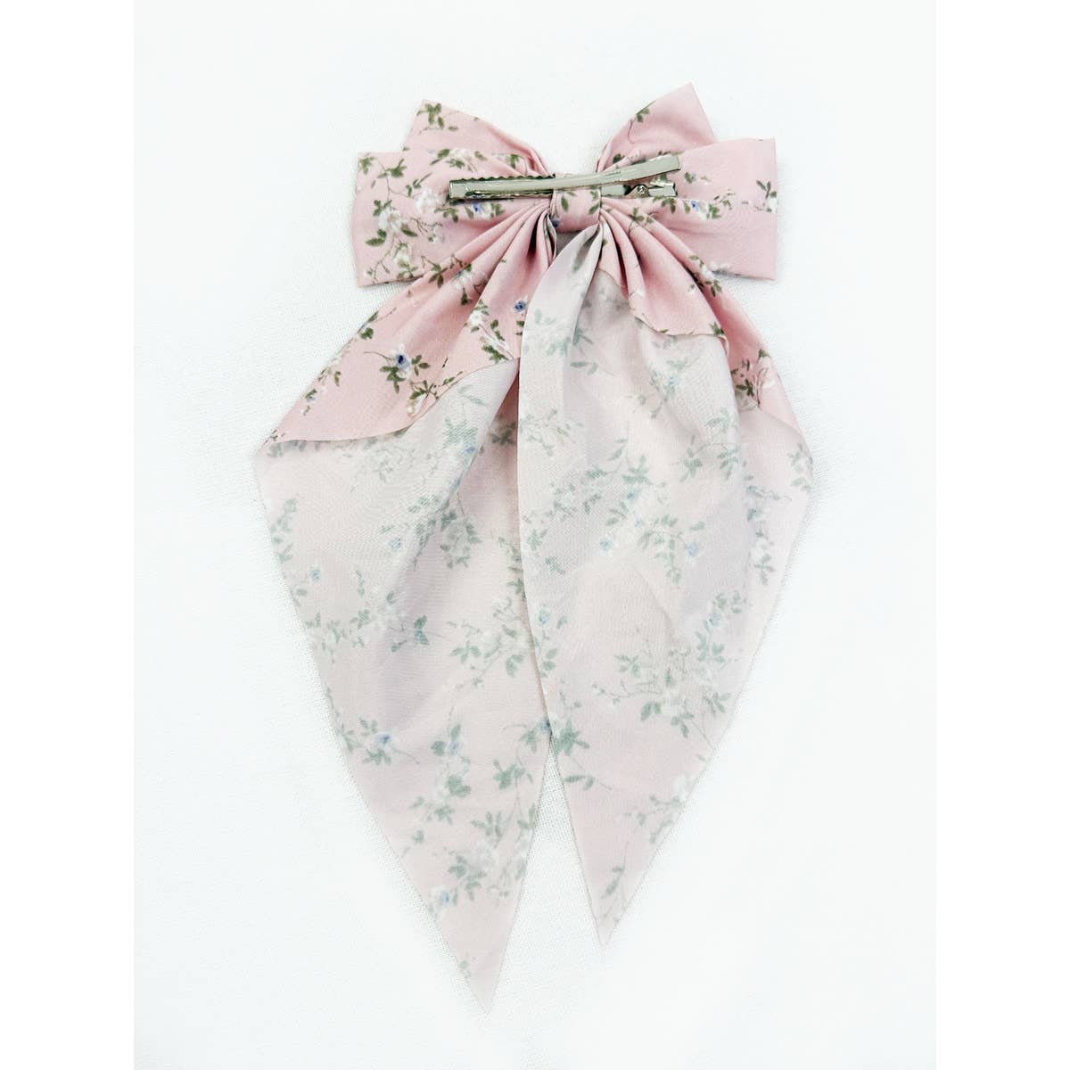 Soft Floral Long Tail Bow Clip