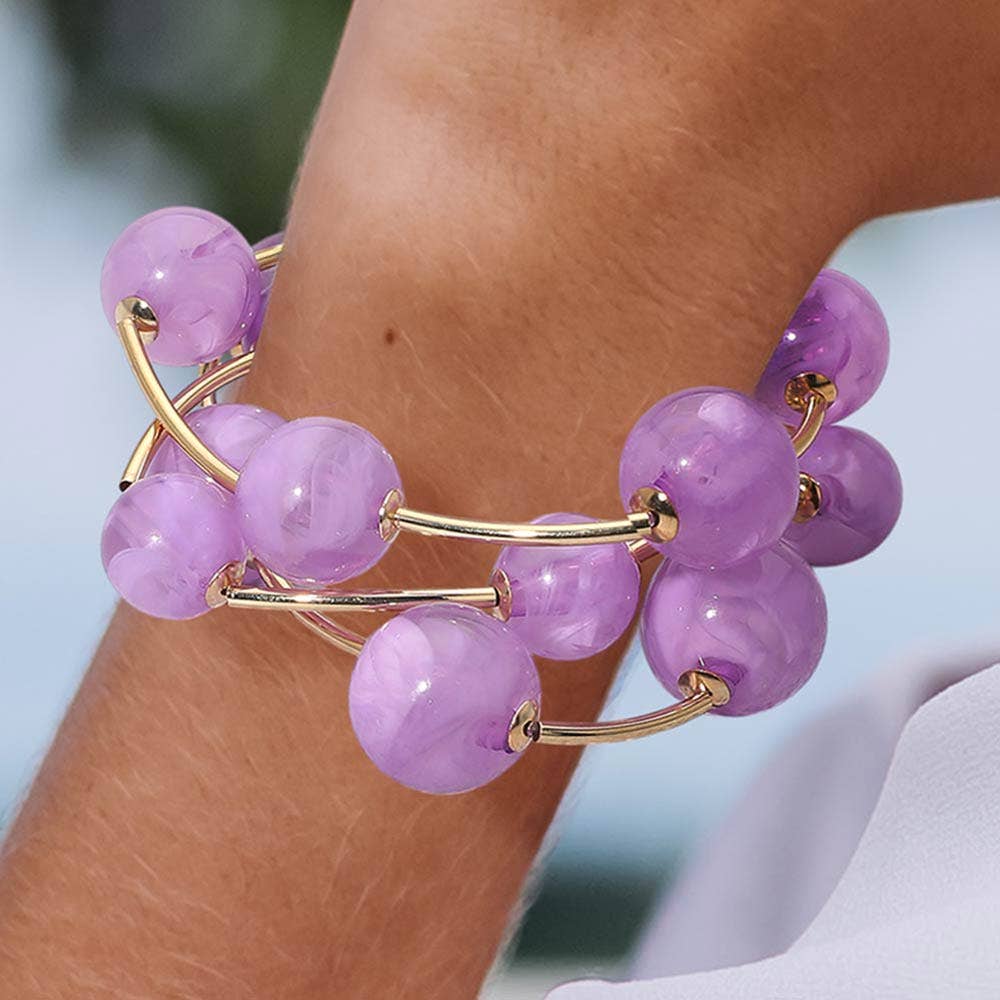 3PCS - Metal Ball Station Stretch Bracelets