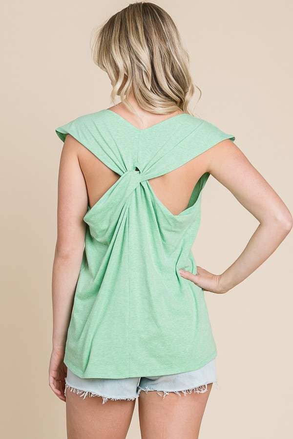 Cowl Neck Twist Drape Back Tank Top