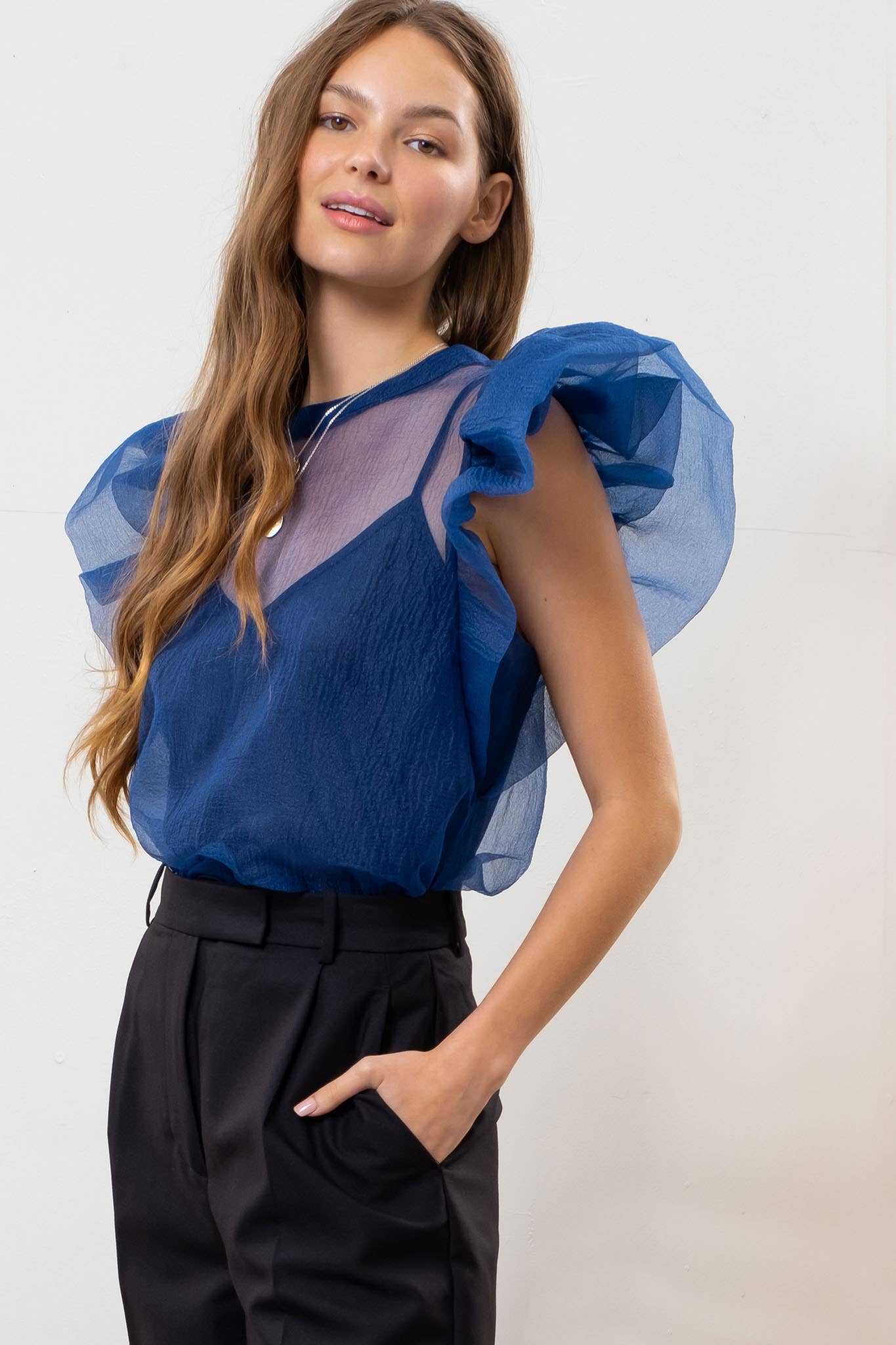 OVERSIZED RUFFLE ORGANZA TOP