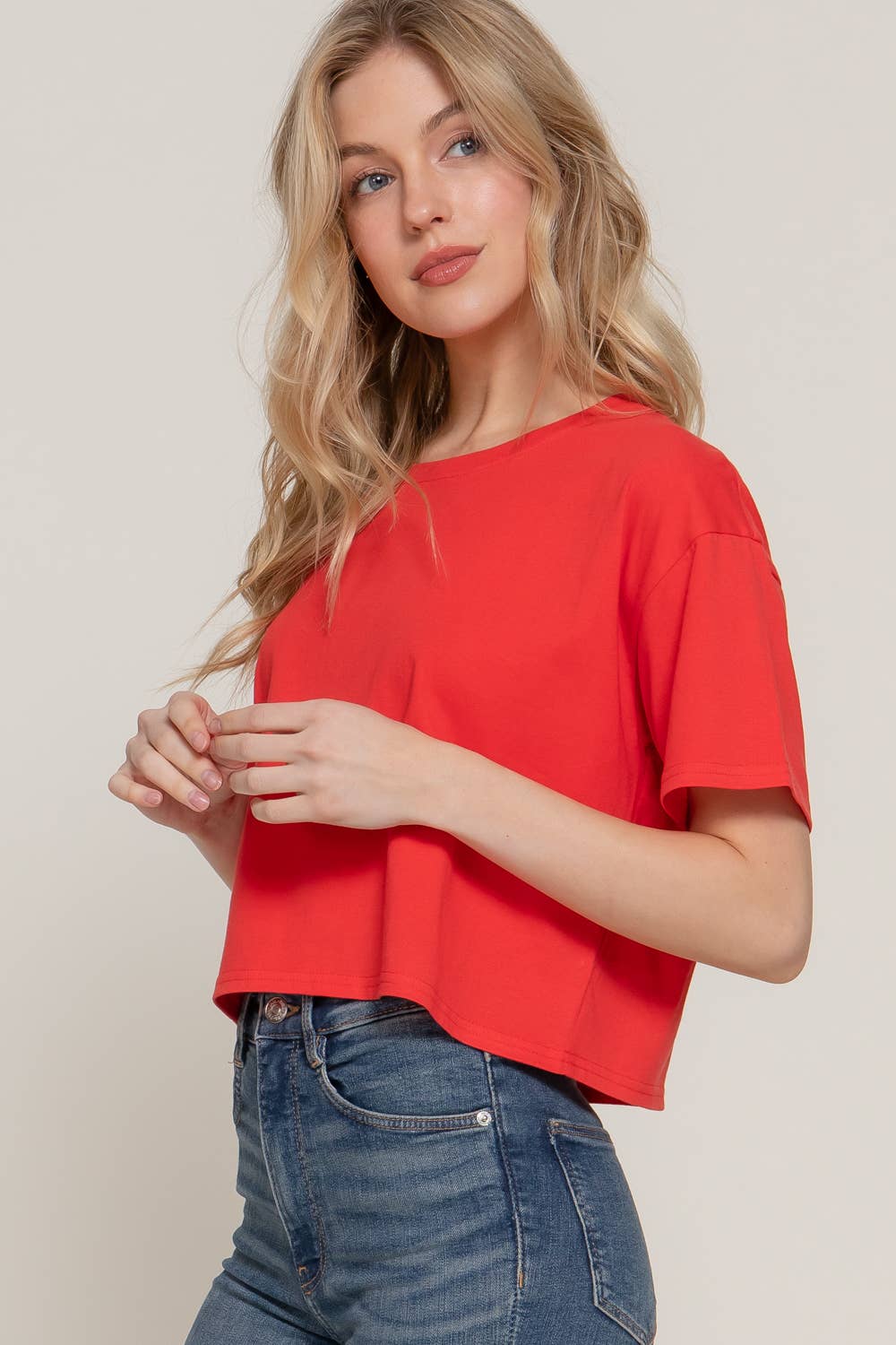Crew Neck Oversize Crop Tee