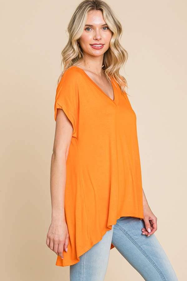 V Neck Flare Short Sleeve Top