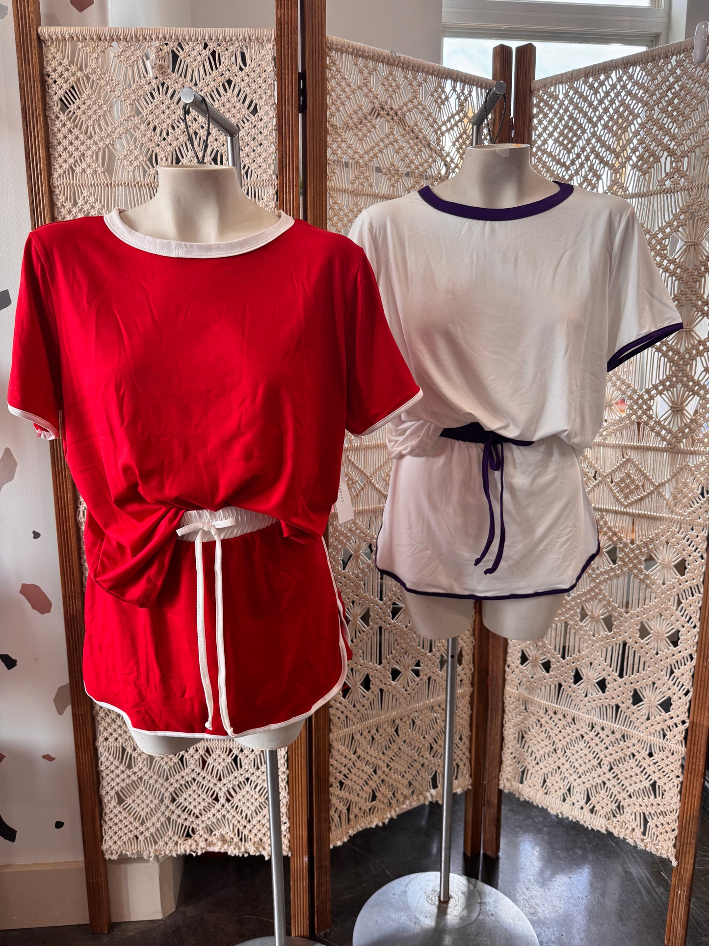 Contrast Trim Knit Game Day Skort Set