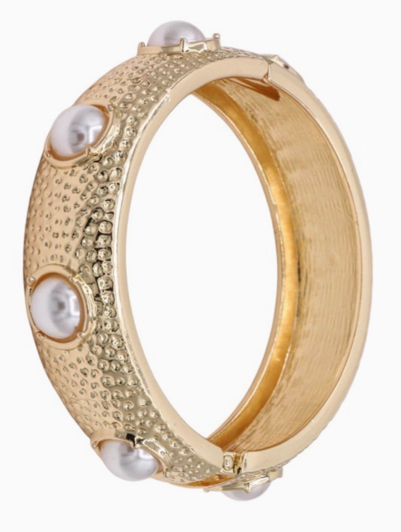 Hammered Pearl Bangle