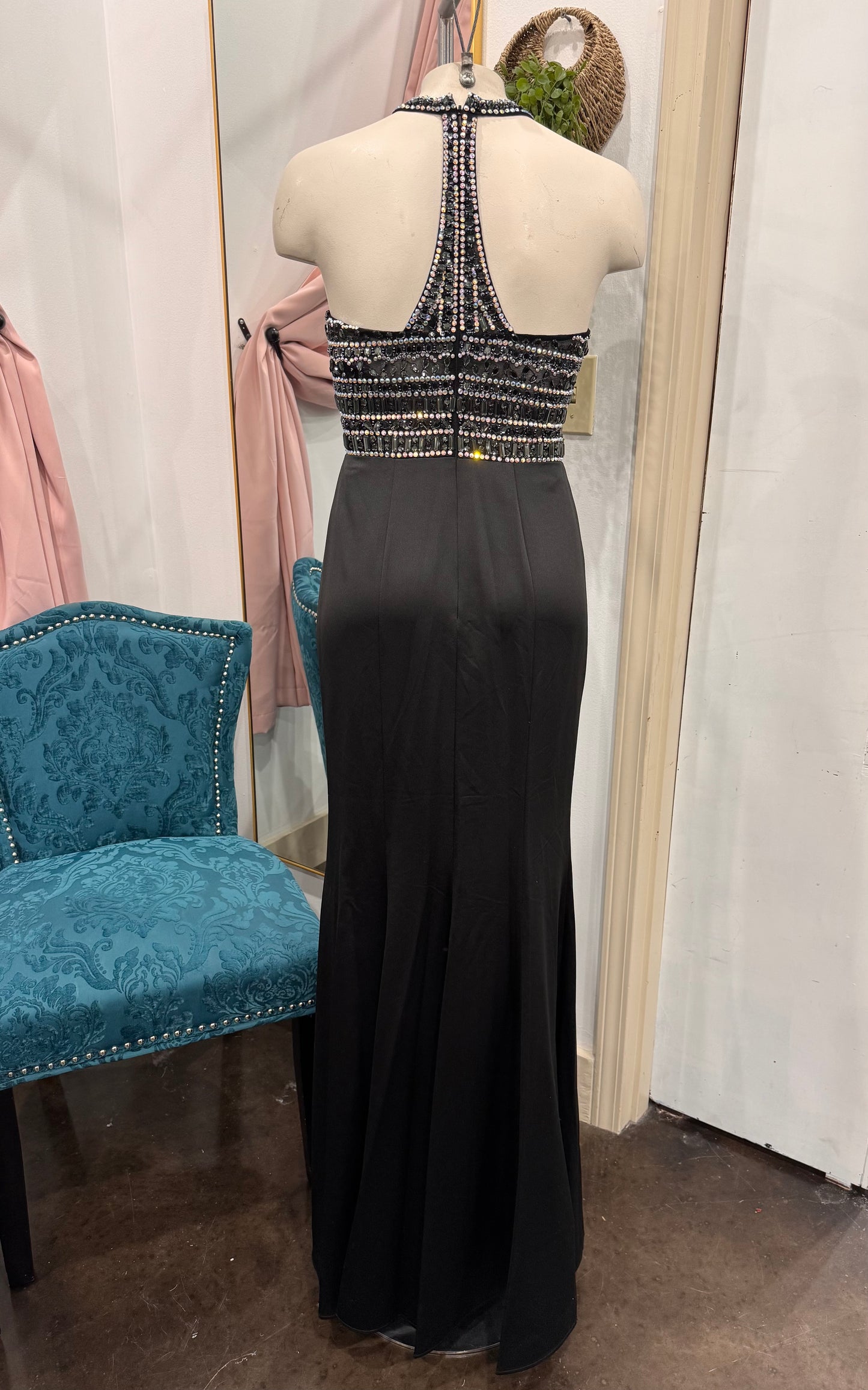 Black Scoop Back Prom Dress ~ Small